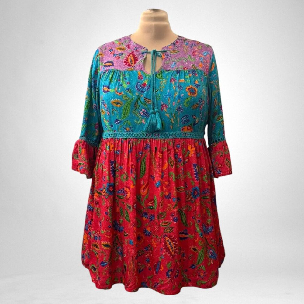 AVENUE Plus Size Eliana Tiered Tunic Top, NWT! Size 16